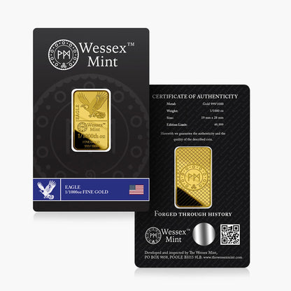 Wessex Mint Eagle 1/1000oz .999 Fine Gold Bar