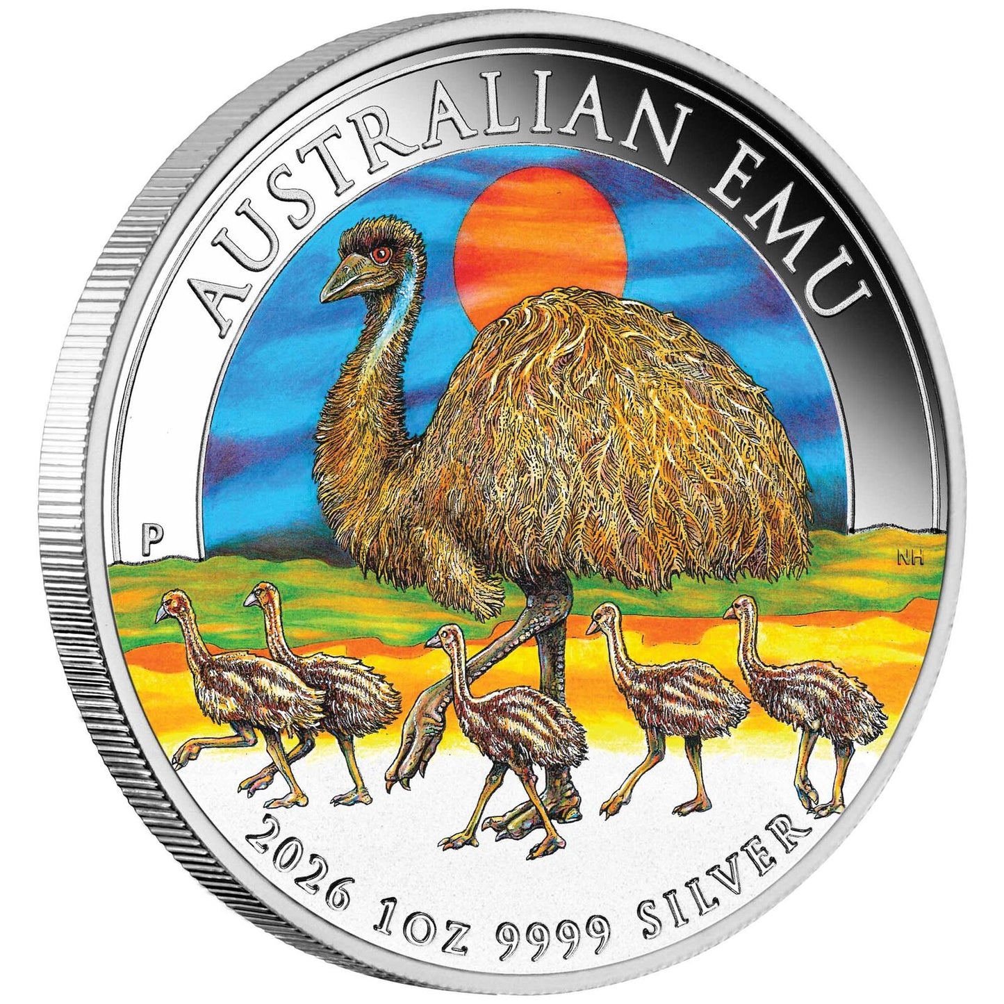 2026 $1 Australian Emu 1oz Silver Coloured Proof Coin