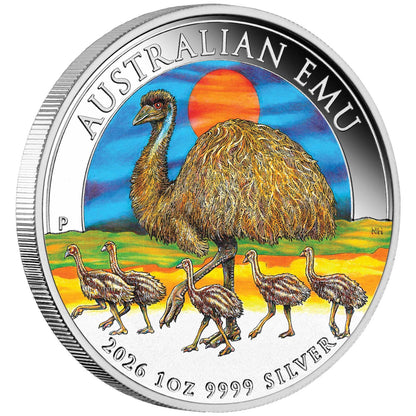 2026 $1 Australian Emu 1oz Silver Coloured Proof Coin
