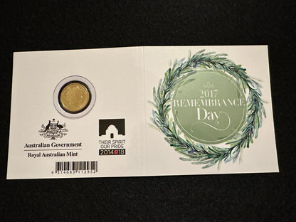 2017 $2 Remembrance Day 'C' Mintmark Coloured Uncirculated Coin in card