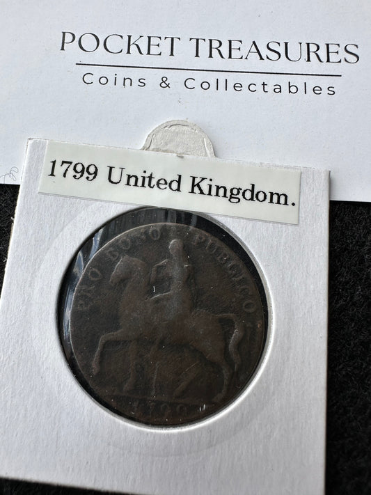 1799 Great Britain UK Warwickshire Coventry Lady Godiva Pro Bono Publico 1/2 Penny Conder Token