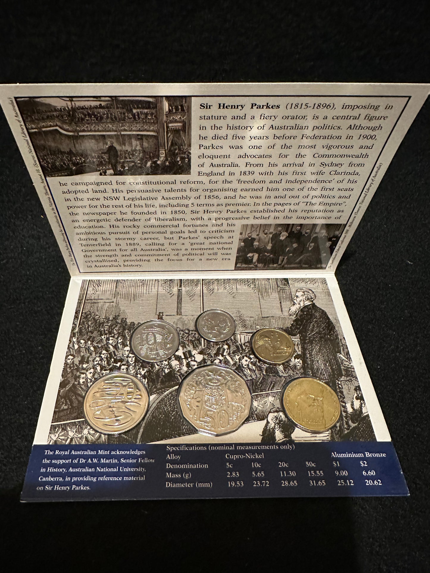 1996 Royal Australian Mint Sir Henry Parkes Uncirculated Six Coin Year Set