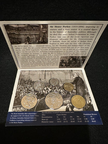 1996 Royal Australian Mint Sir Henry Parkes Uncirculated Six Coin Year Set