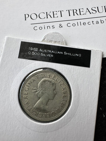 1962 Australian Queen Elizabeth II Shilling Silver