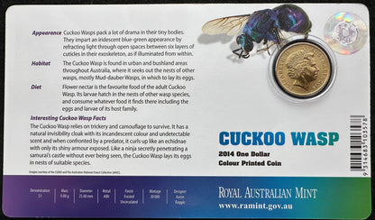 2014 $1 Bright Bugs Series – Cuckoo Wasp Uncirculated Coin in Card