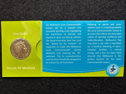 2006 UNC $1 Commonwealth Games coin 'M' mintmark in card