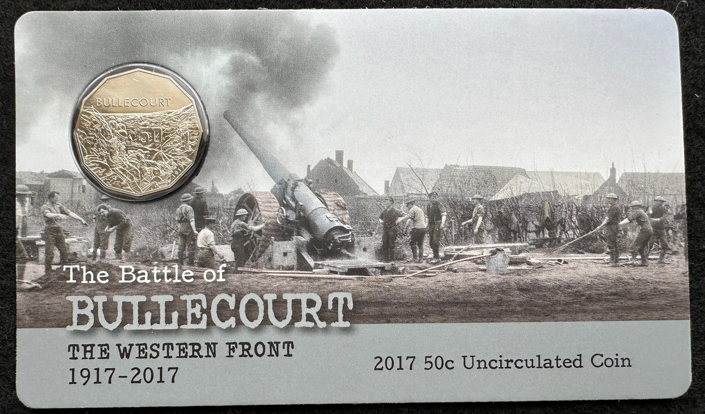 2017 50 cent The Battle of BULLECOURT The Western Front 1917-2017 carded coin