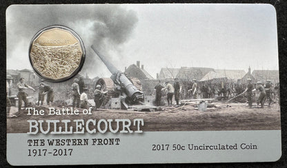 2017 50 cent The Battle of BULLECOURT The Western Front 1917-2017 carded coin