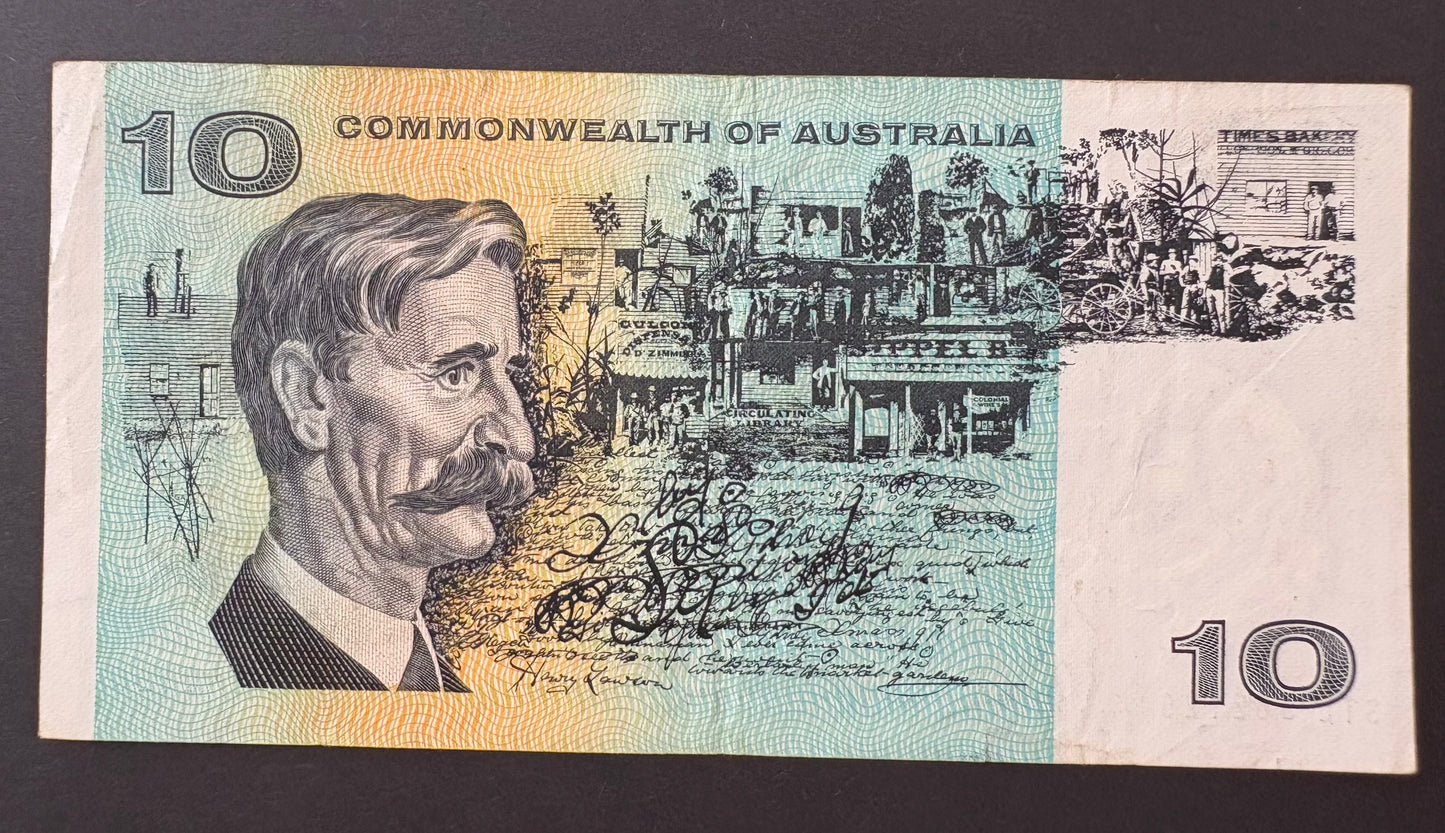 1972 $10 Australia Paper Banknote - Phillips Wheeler STL 382126