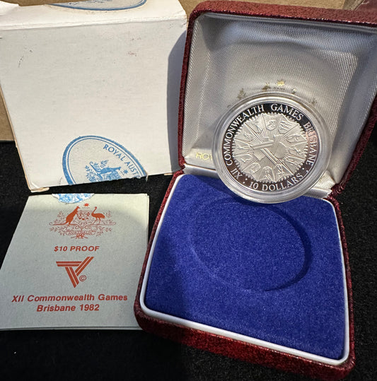 1982 $10 Australian Commonwealth Games Silver Proof Coin