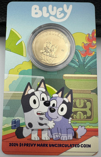 2024 Bluey Dollarbucks $1 Privy Mark Coin-in-Card – Muffin and Socks