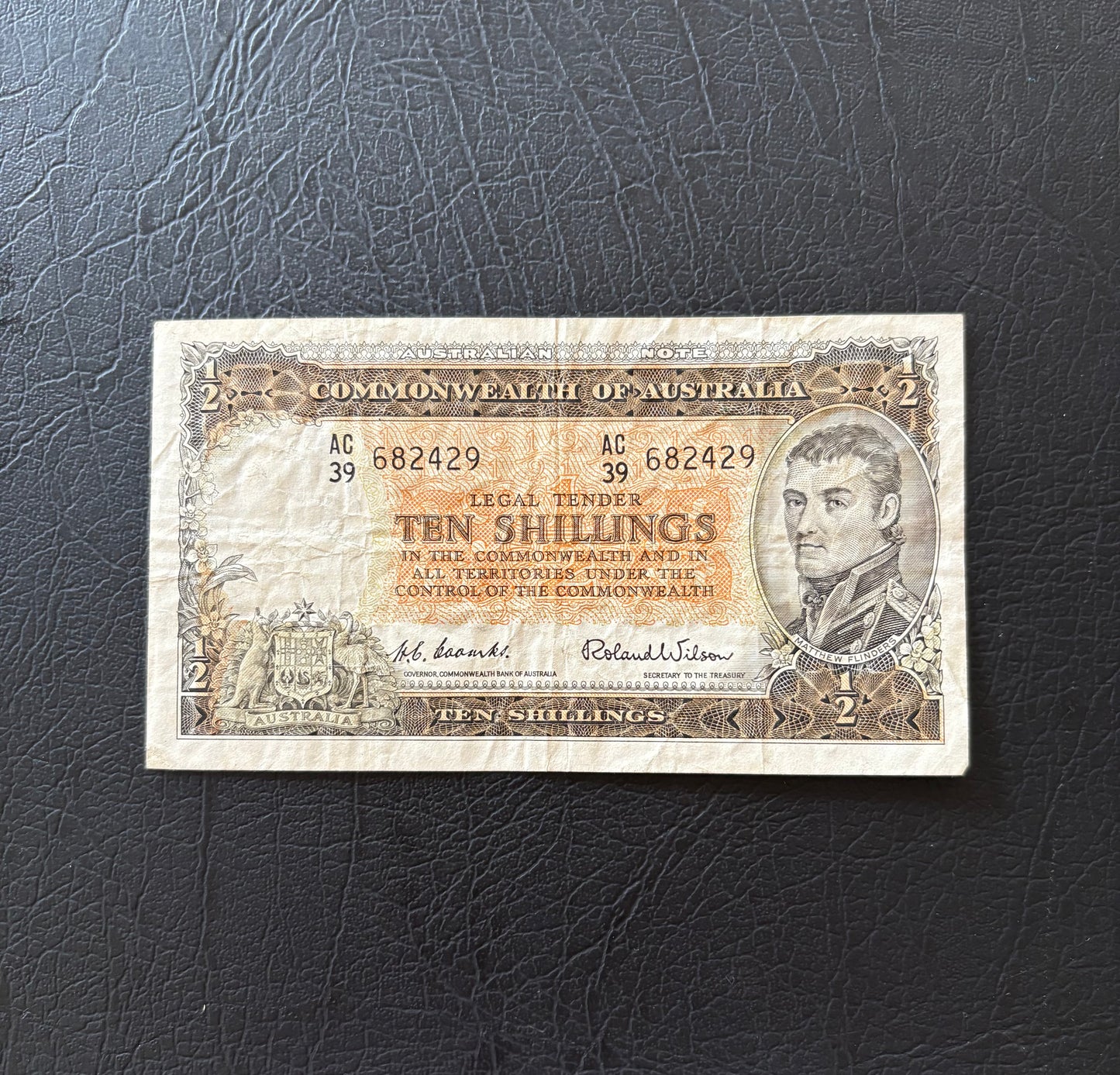 1954 Australian Ten Shillings Note - Coombs / Wilson - AC39 682429