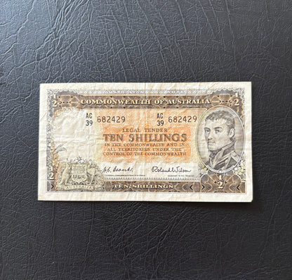 1954 Australian Ten Shillings Note - Coombs / Wilson - AC39 682429
