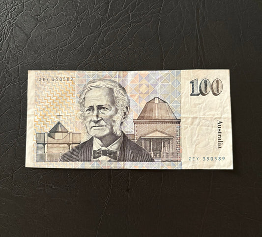 1990 $100 Circulated “Grey Nurse” Australian Paper note - ZEY 350589