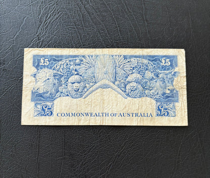 1954 Australian Five Pound Banknote - Coombs Wilson TA37 104941