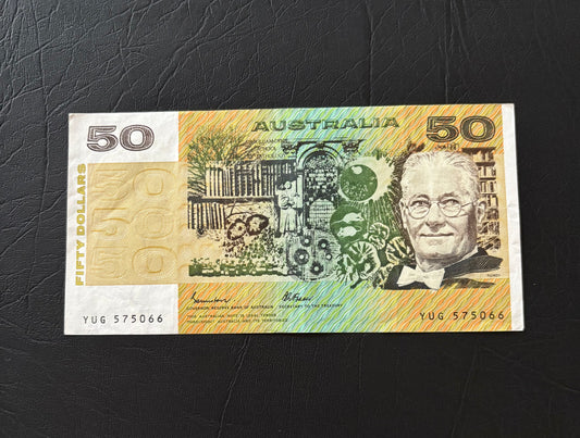 1985 $50 Australian Paper note - YUG 575066