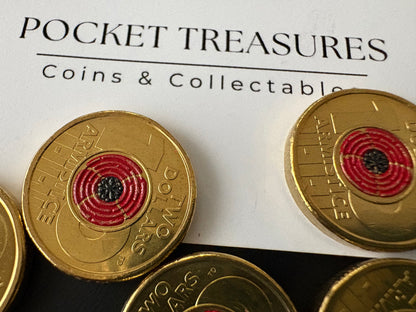 2018 $2 Remembrance Armistice Centenary Red Poppy RAM Coloured Coin - Uncirculated