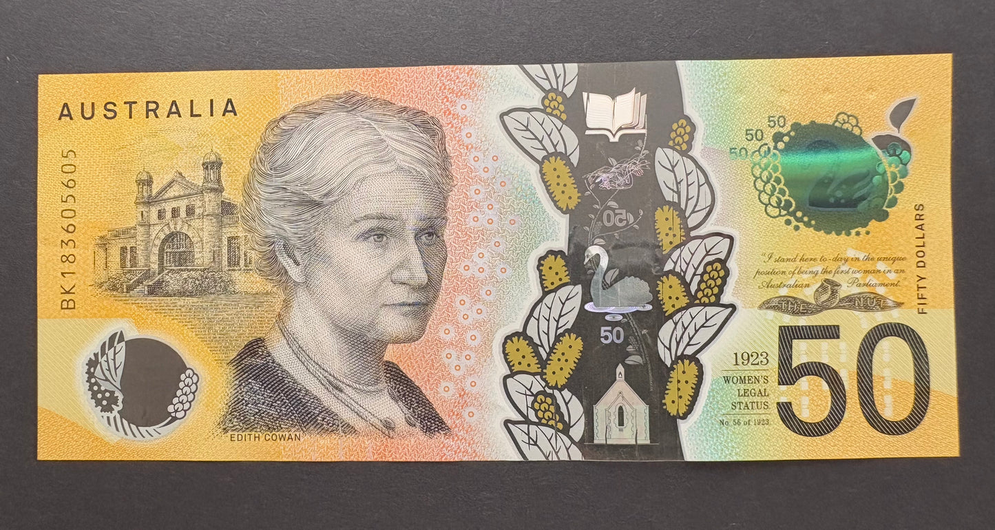 2018 $50 Polymer Note - 3/3 Digit Repeater BK 183605605