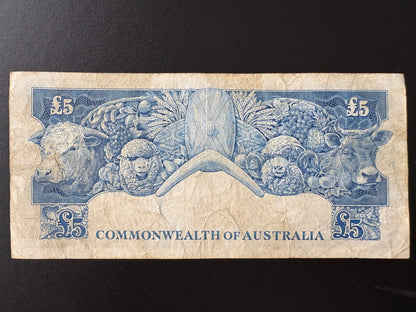 1954 Australian Five Pound Banknote - Coombs Wilson TC 06 163826