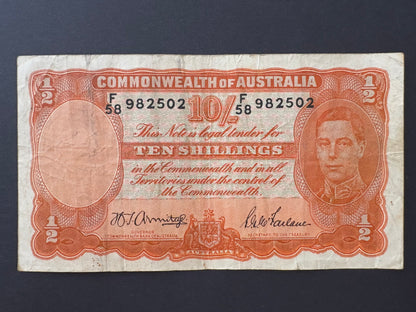 1942 Australian Ten Shillings Note - Armitage McFarlane - F58 982502