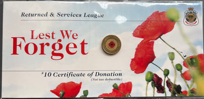 2012 $2 Remembrance Red Poppy Uncirculated Coin in RSL Card