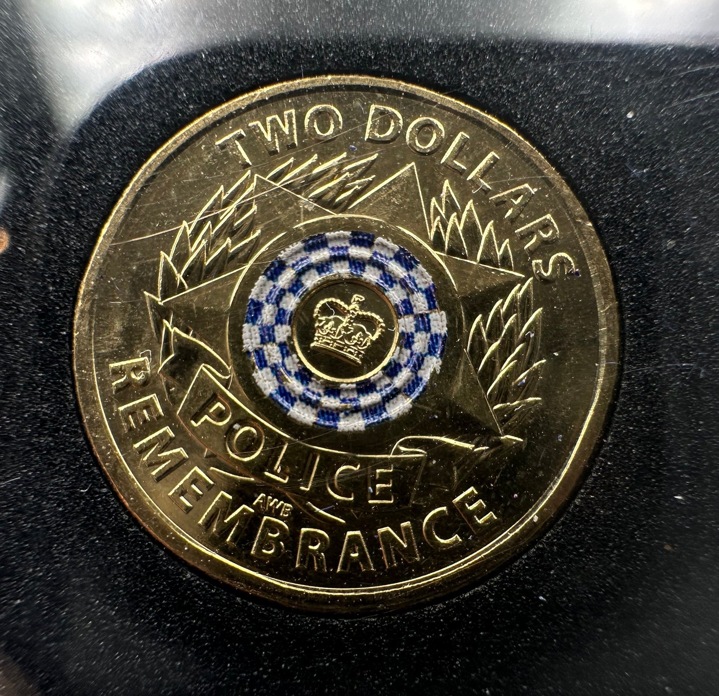 2019 $2 Police Remembrance Coloured Coin in Quadrum holder