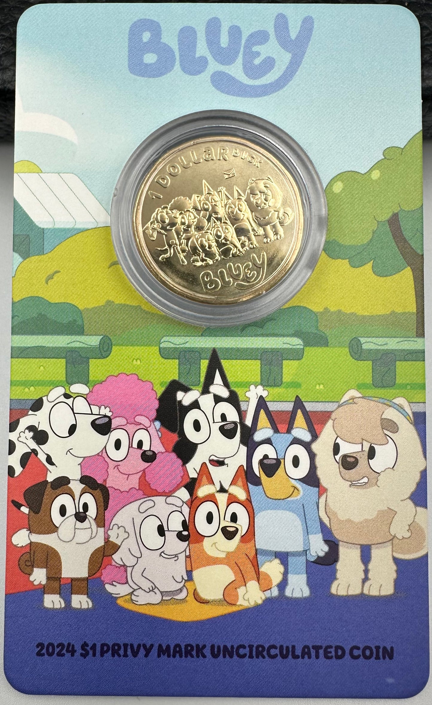 2024 Bluey Dollarbucks $1 Privy Mark Coin-in-Card – Bluey, Bingo and Friends