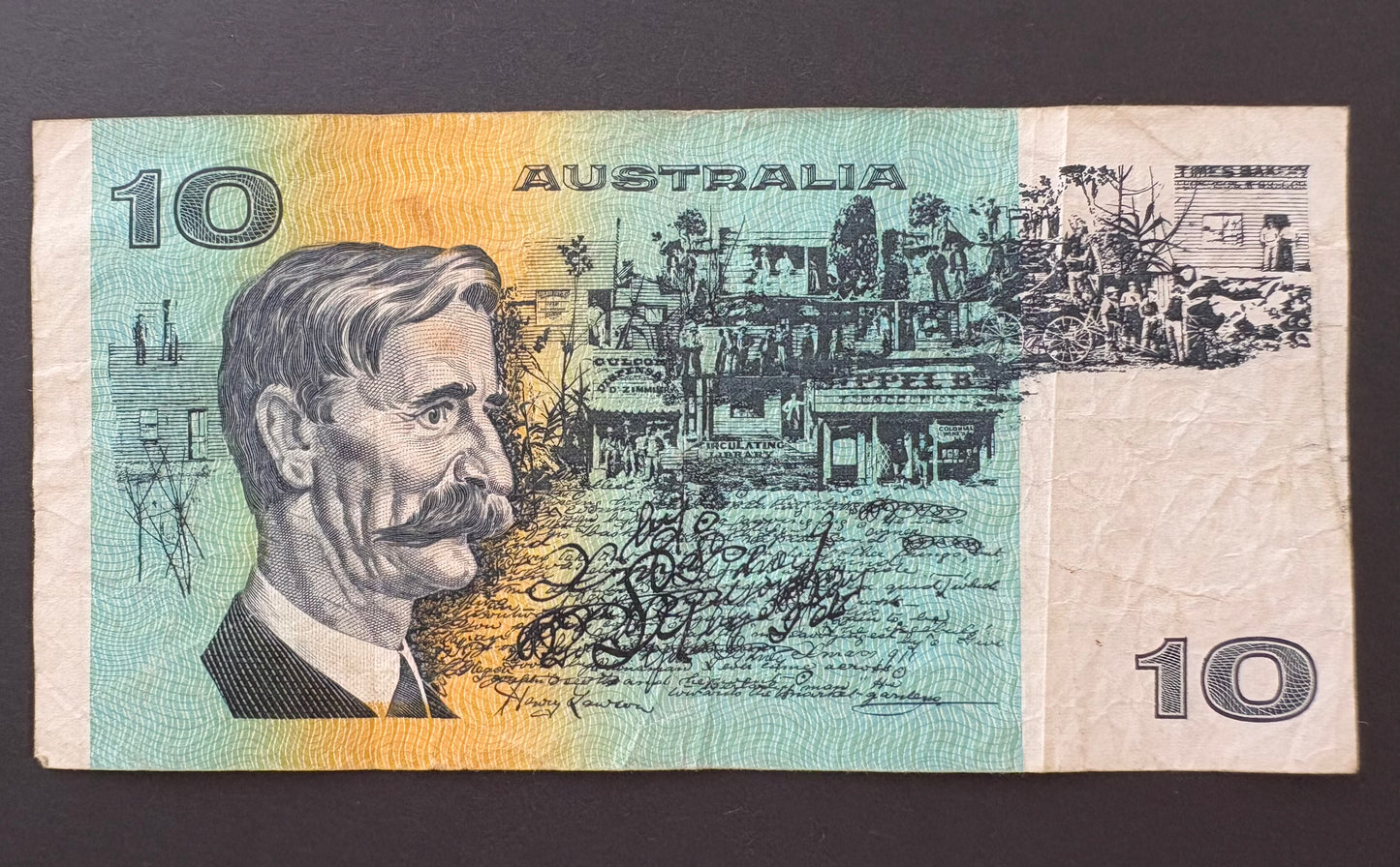 1985 $10 Australia Paper Banknote - Johston Fraser UTT 336225