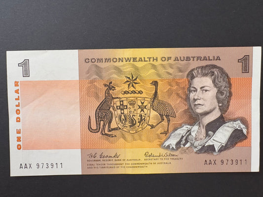 1966 $1 Australia Paper Banknote - Coombs Wilson - AAX  973911