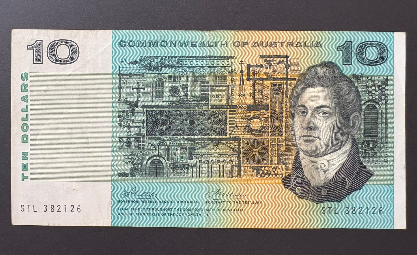 1972 $10 Australia Paper Banknote - Phillips Wheeler STL 382126