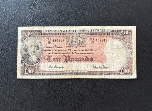 1960 Australian Ten Pounds Banknote - Coombs Wilson WA50 489613
