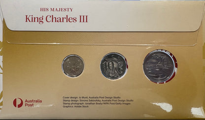 2025 His Majesty King Charles III - Melbourne ANDA Money Expo 20, 10 and 5 cent Three Coin Postal Numismatic Cover (PNC)