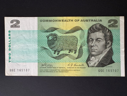 1968 $2 Australia Paper Banknote - Phillips Randall COA GGE 165107