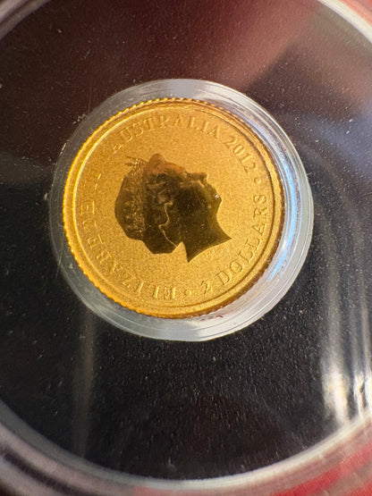 2012 $2 Australian Kangaroo Miniature Gold coin .5 grams