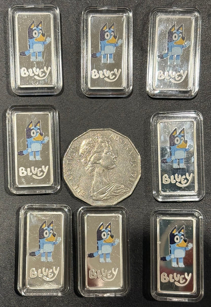Bluey 5 gram Silver Coloured Rectangular Bar