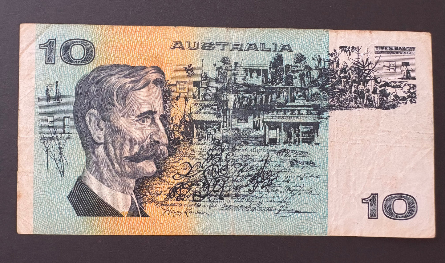 1985 $10 Australia Paper Banknote - Johnston Fraser UKH 928400