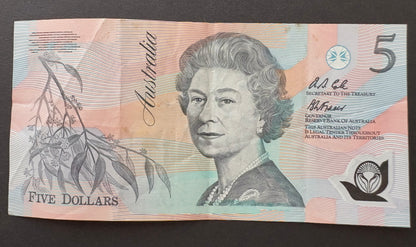 1992 $5 Australia Polymer Banknote - Fraser Cole AA 49888823