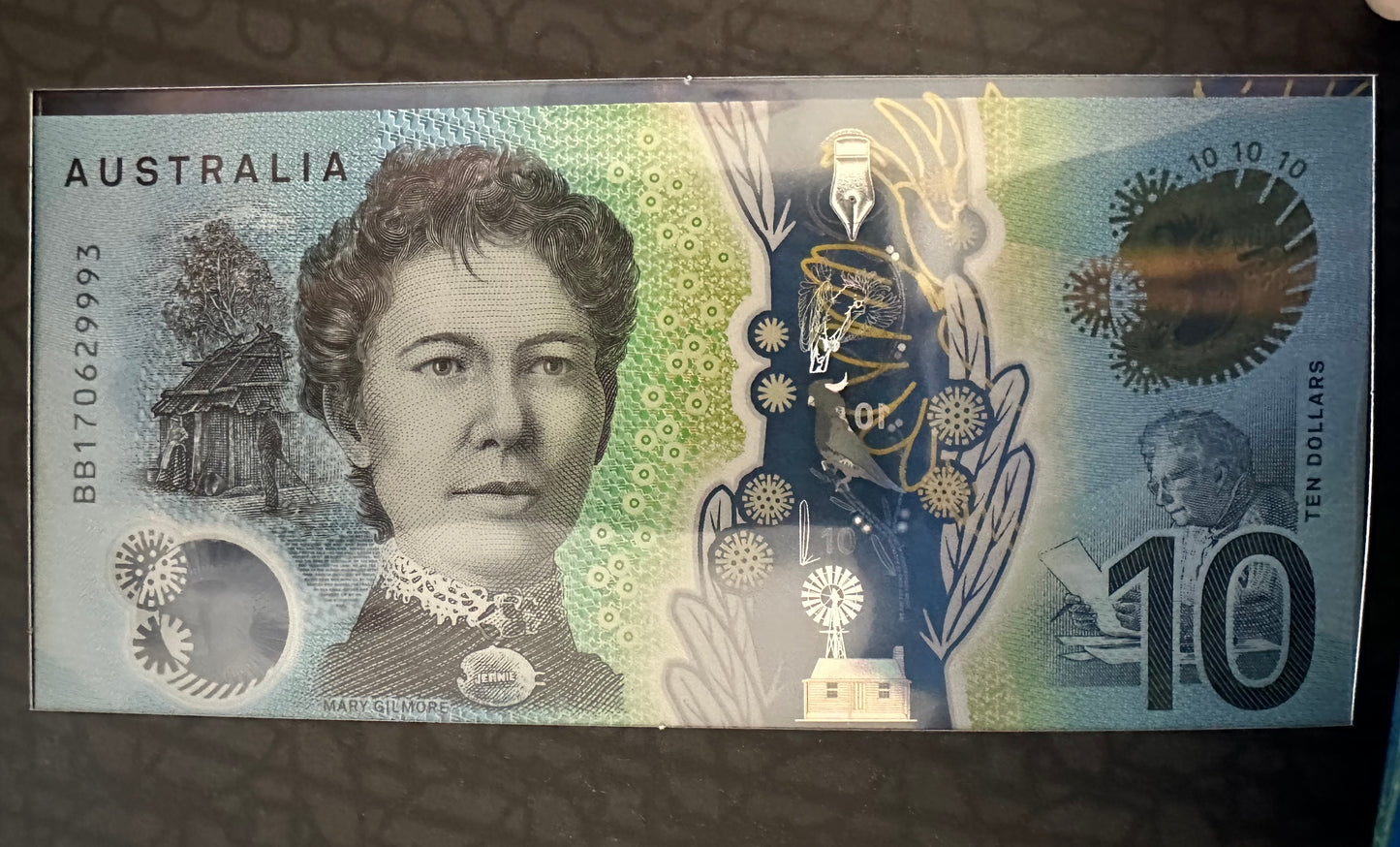 2017 Next Generation Australian $10 Banknote New Polymer Series in RBA Folder