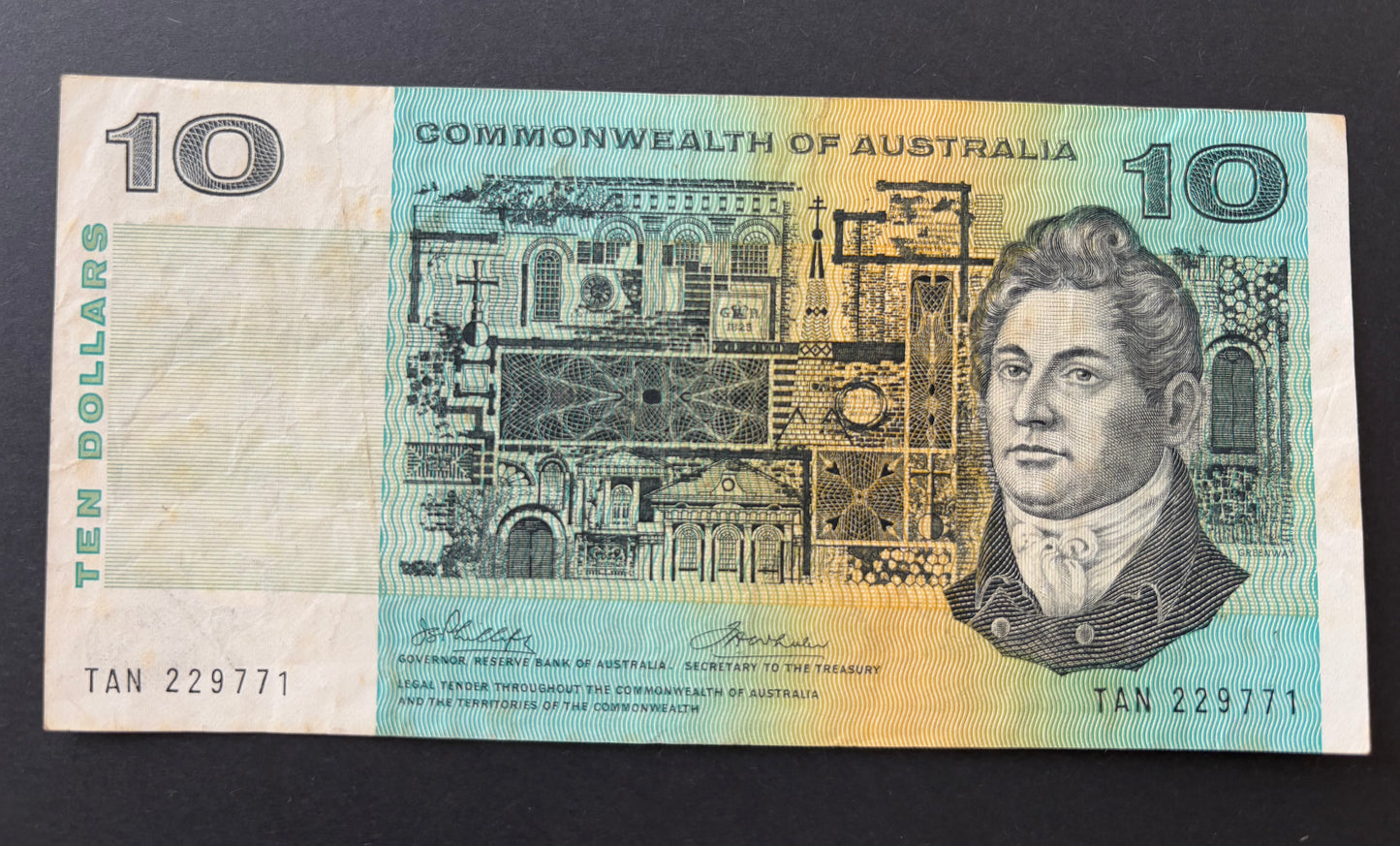 1972 $10 Australia Paper Banknote - Phillips Wheeler TAN 229771