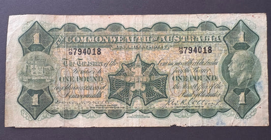 1923 Australian One Pound note - Miller Collins H9 794018