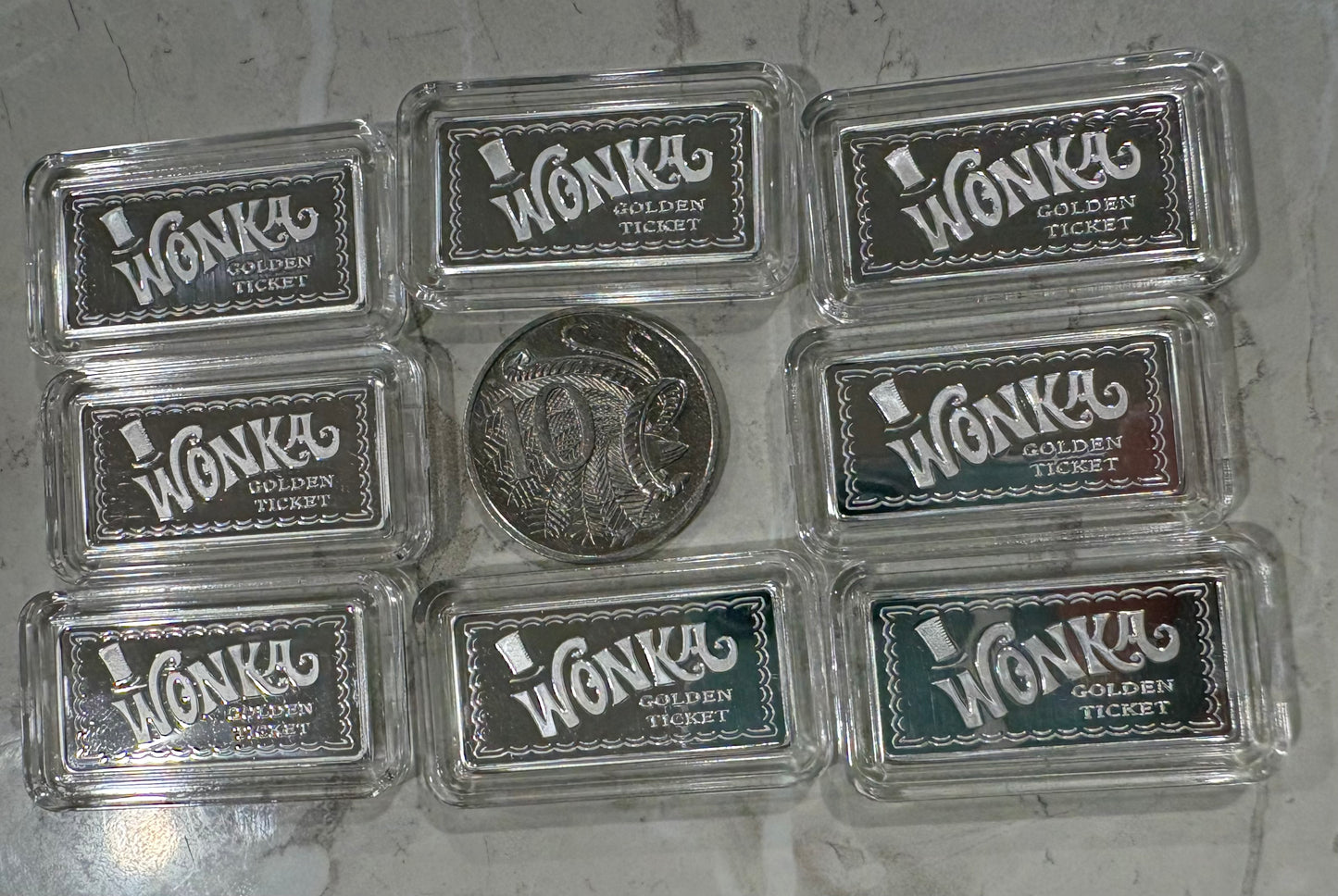Mini Fractional Silver 5 gram Rectangular Bar - Wonka Golden Ticket Bar