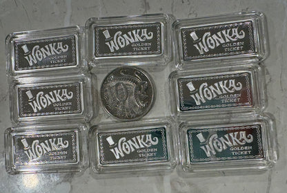 Mini Fractional Silver 5 gram Rectangular Bar - Wonka Golden Ticket Bar