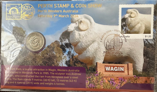 2024 Perth Coin Show PNCs - Giant RAM Wagin - Number 078/300