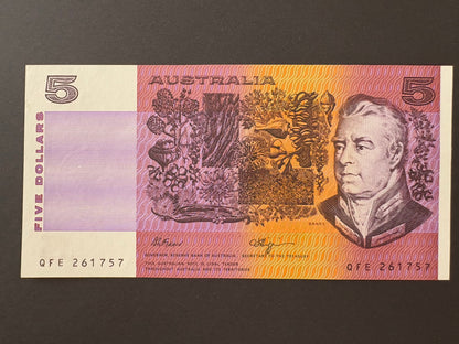 1990 $5 Uncirculated Paper Banknotes - Fraser Higgins - Consecutive Run x4