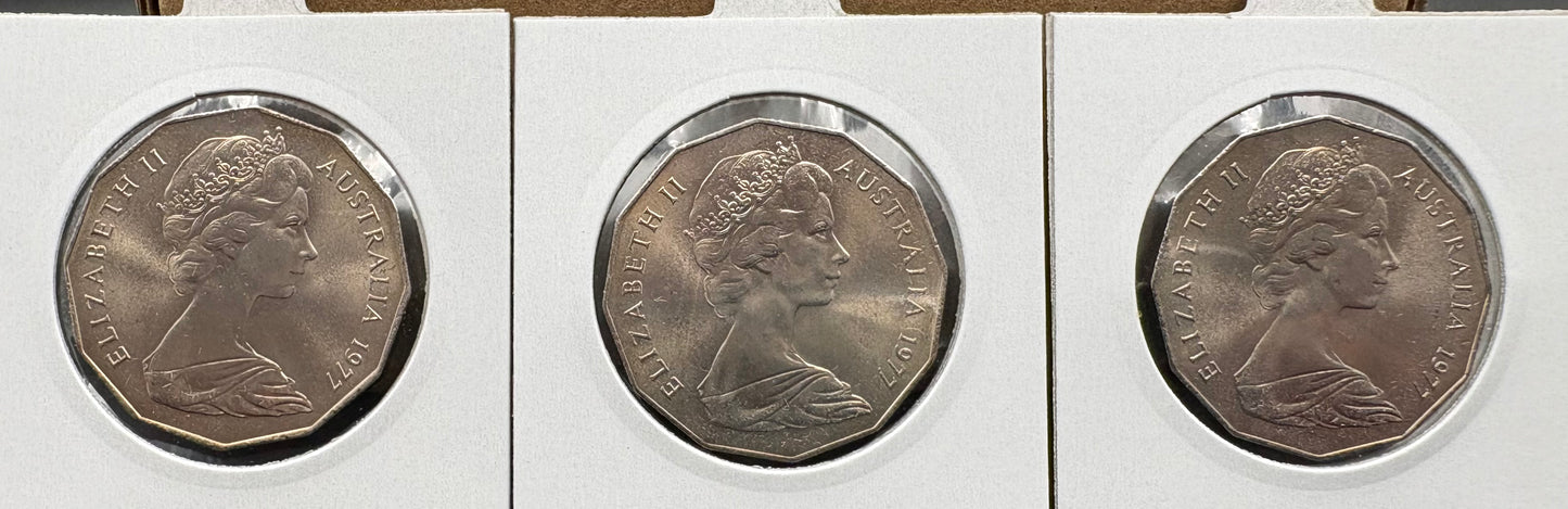 1977 Uncirculated 50 cent coin - Silver Jubilee Queen Elizabeth II