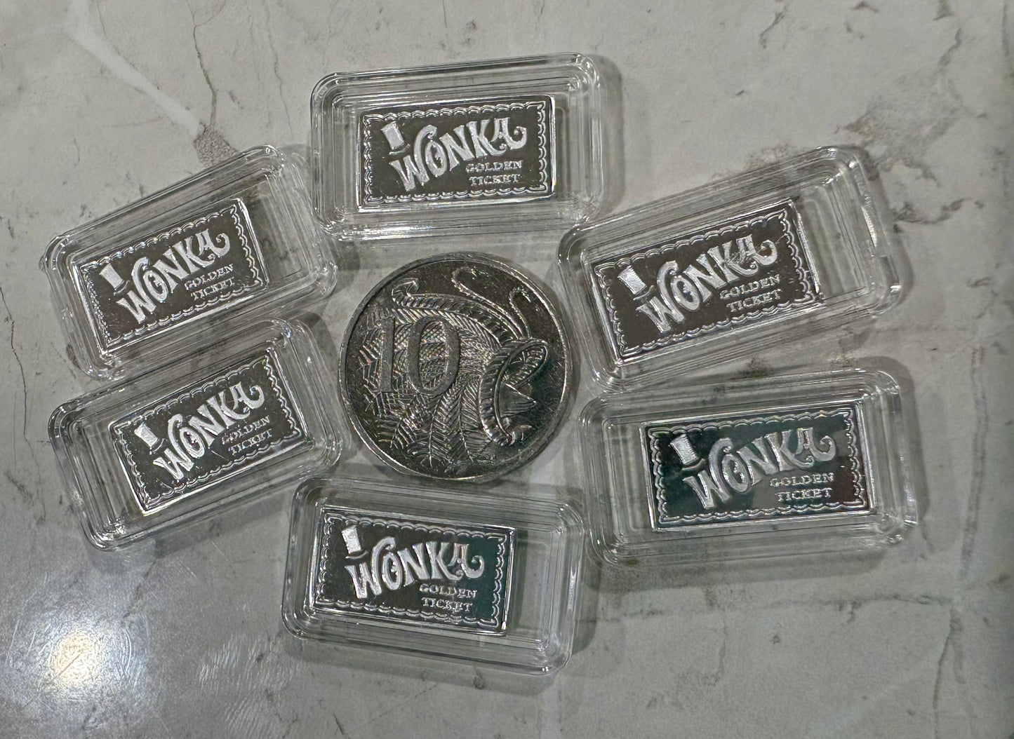 Mini Fractional Silver 2 gram Rectangular Bar - Wonka Golden Ticket Bar