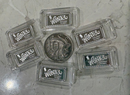 Mini Fractional Silver 2 gram Rectangular Bar - Wonka Golden Ticket Bar