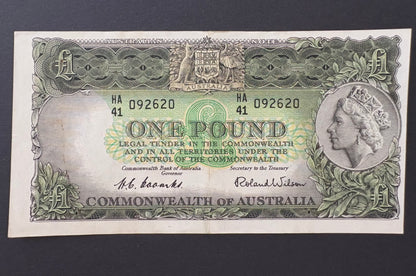 1953 Australian One Pound Banknote - Coombs Wilson HA41 092620