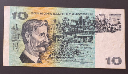 1972 $10 Australia Paper Banknote - Phillips Wheeler TAN 229771