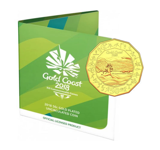 2018 Fifty Cent Gold Coast Commonwealth Games Gold Plated (50c) Uncirculated Australian Decimal Coin